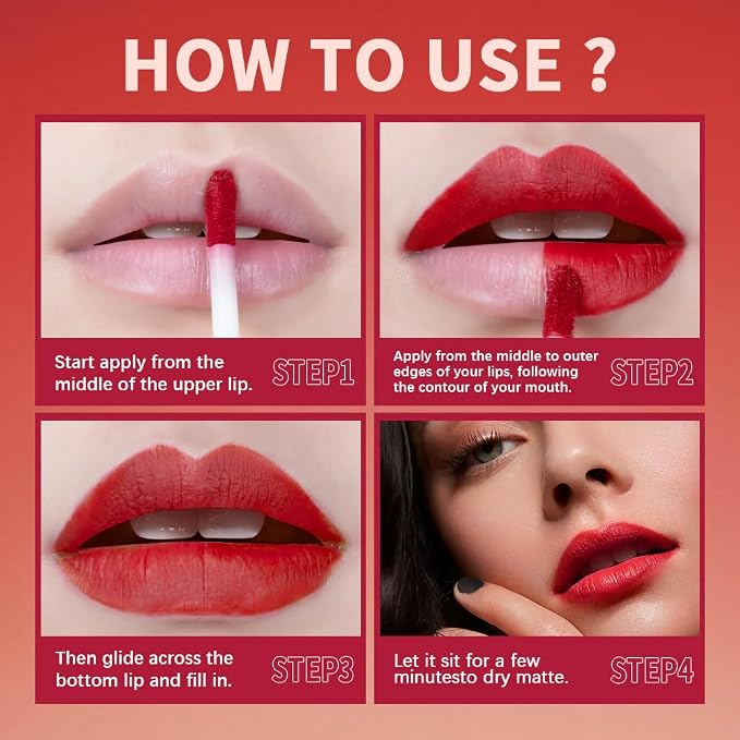 4-Shade Lip Tint Set – Waterproof & Long-Lasting
