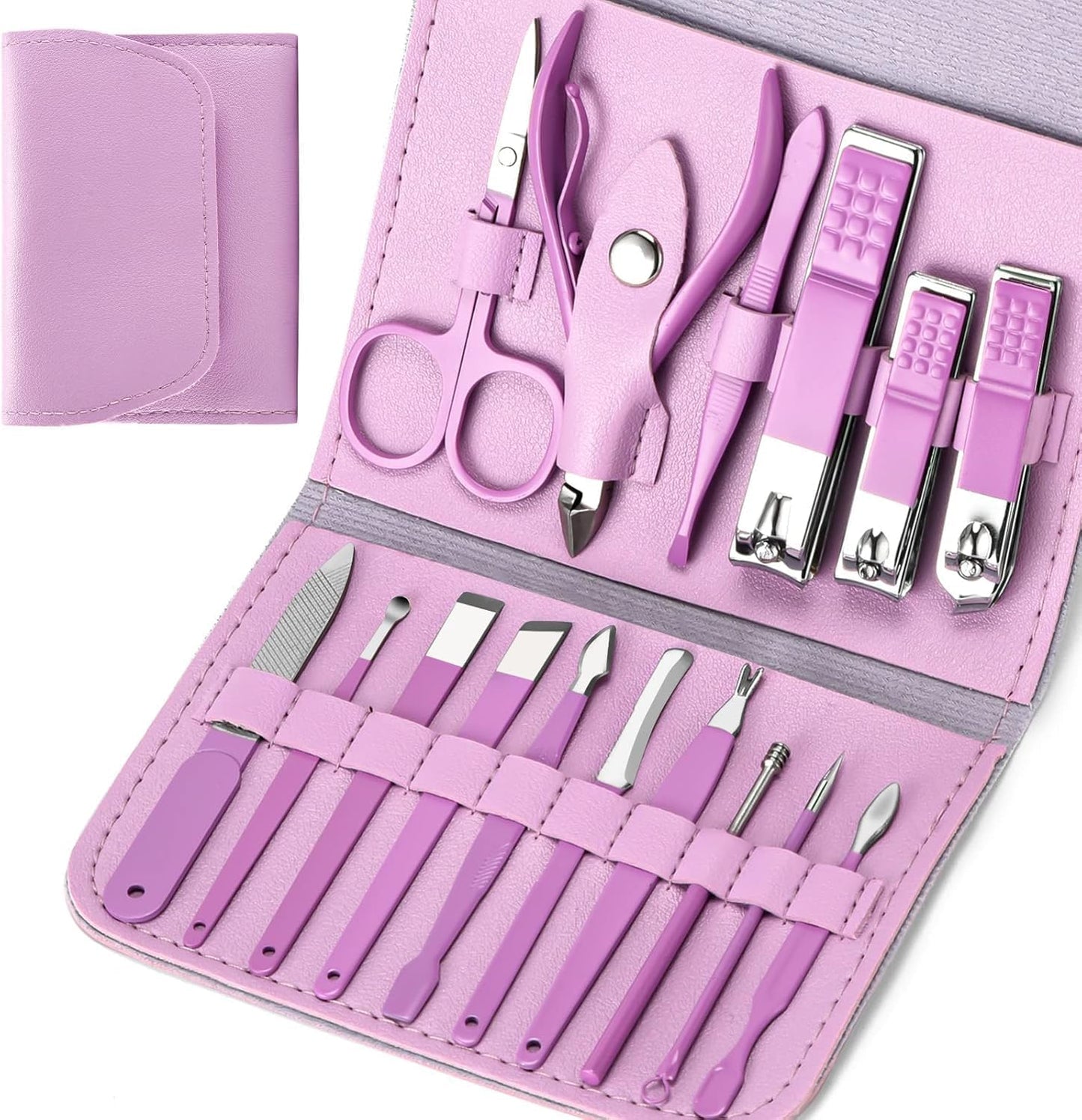 Manicure Pedicure Kit Nail Clippers 16 in 1 Professional Stainless Steel Cuticle trimmer Grooming Kit for Men Women
