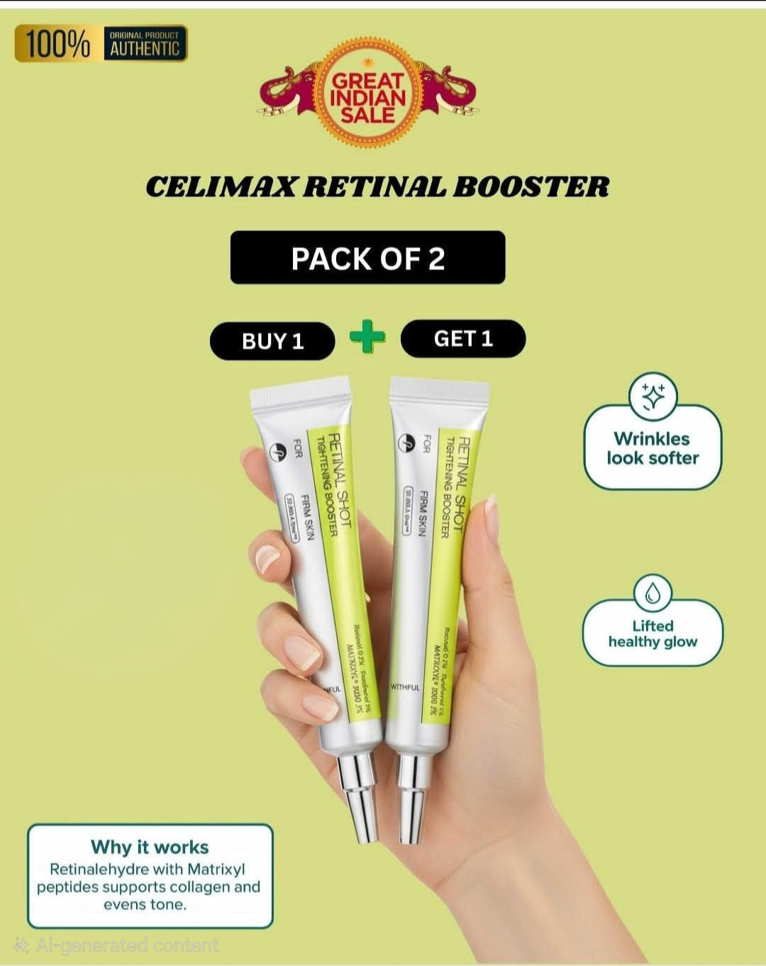 BUY 1 GET 1 FREE Celimax The Vita-A Retinal Shot with 0.1% Retinal, Matrixyl & Niacinamide for Wrinkles & Glow